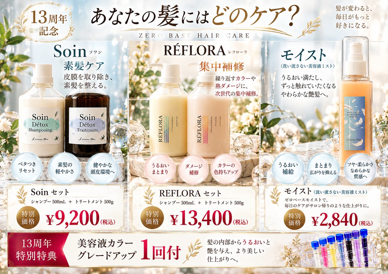 Soin・REFLORA・モイスト商品比較